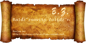 Balázsovits Zoltán névjegykártya