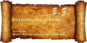 Balázsovits Zoltán névjegykártya